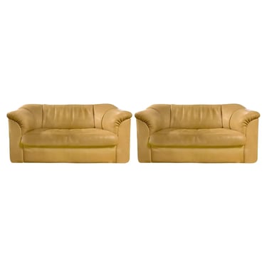 De Sede Matched Pair of Buffalo Leather Loveseats, Switzerland, 1970&#8217;s