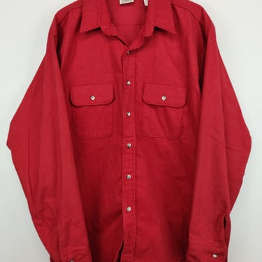 XLT 80s Five Brother Cotton Red Flannel Shirt Button-Up 1970s 1980s XLarge Fisherman Outdoors Layering Fall Autumn 