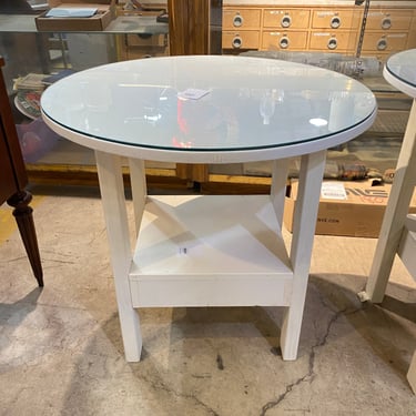 Round White Table with Glass Top