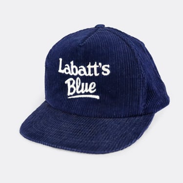 Vintage Labatts Blue White Embroidered Corduroy Snapback Hat
