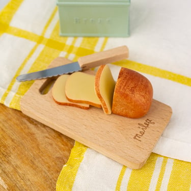 Danish Miniature Bread Box with Cutting Board & Knife