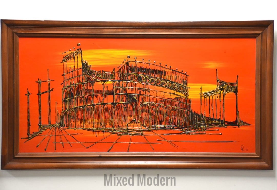 Van Gaard Studio Colosseum Oil Painting signed Rio Mixed Modern