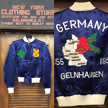 Vintage 1950’s Germany Tour Souvenir Jacket, Souvenir Jacket, 1950’s Vintage, Satin Jacket, Bomber Jacket, Vintage Jacket 