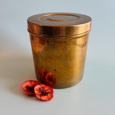 Vintage Midcentury Modern Brass Storage Canister Stylish Container Kitchen Home Decor 6 Inches Tall 