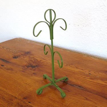 Vintage Metal Mug Tree Stand 1970's Green 4 Mug Stand 