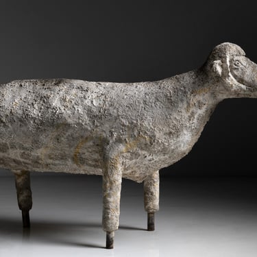 58 Inch Long Folk Art Cement Sheep