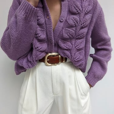 Vintage Handknit Lavender Cardigan