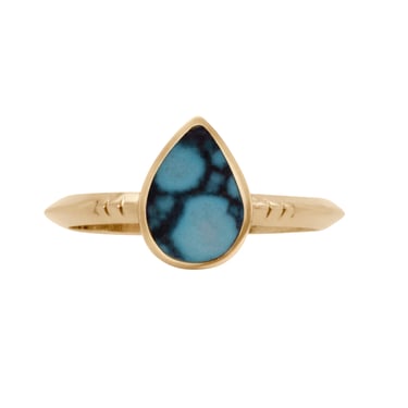 Kingman Blue Black Turquoise Poire Ring