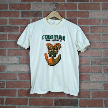 Vintage 70s Columbia Sur America ORIGINAL Tourist Tee - Small 