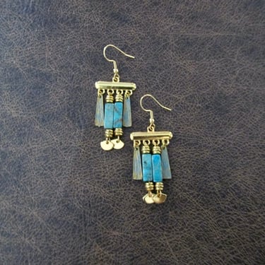 Small blue patina chandelier earrings 
