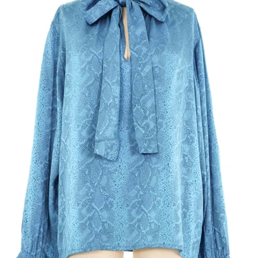 Yves Saint Laurent Teal Snakeskin Blouse