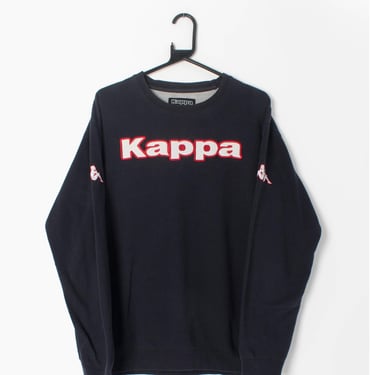 Vintage 90s Kappa spellout sweatshirt in navy with red and white embroidered logos - Medium 