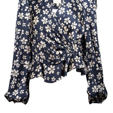 Jill Stuart - Navy & Cream Floral Satin Top Sz 4