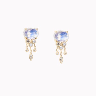 Moonstone & Diamond Jellyfish Earrings