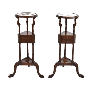 Pair Kittinger Colonial Williamsburg Mahogany Basin Stands Sculpture Stands 