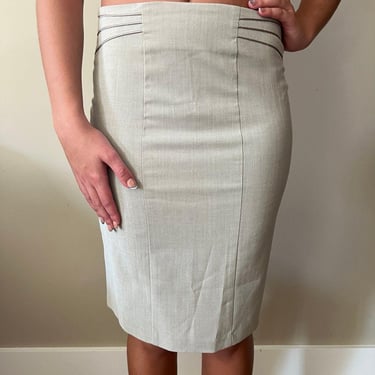 Ladies Khaki Pencil Suit Skirt w/20s Style Side Ribbing - IZ Byer California 9 