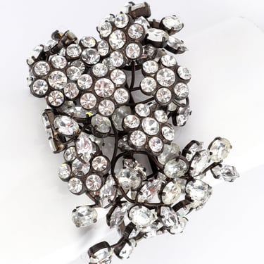 Rhinestone Floral Cuff Bracelet