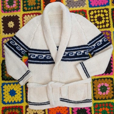 Vintage 60s 70s Cardigan Sweater Chinconcuac Mexico Artisan 