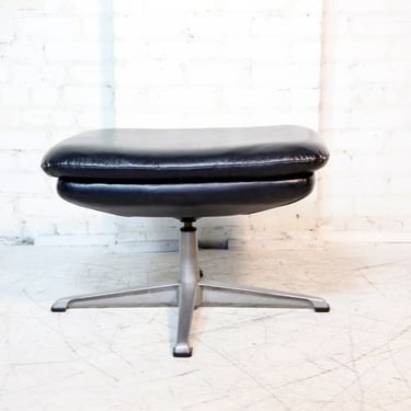 Vintage mcm black pu leather ottoman for Swedish reclining lounge chair by OVERMAN | Free delivery in NYC and Hudson Valley areas 