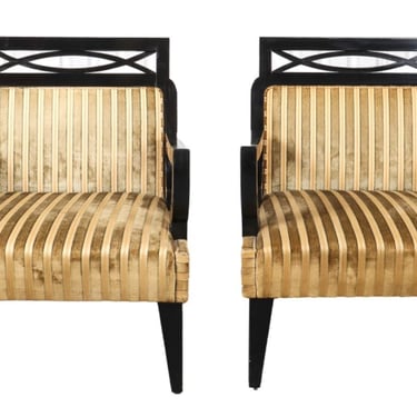 James Mont Asian Modern Open Armchairs, Pair