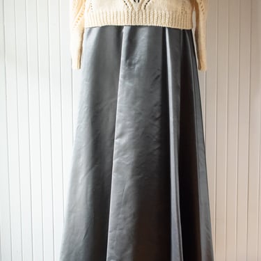 Vintage Gunmetal Taffeta Maxi Skirt 29" Waist