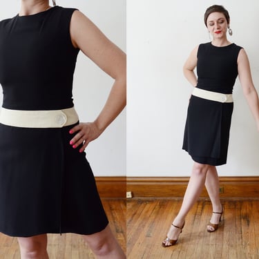 1960s Mod Black and White Dropwaist Dress - XS/S 