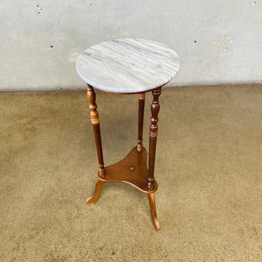 Antique Marble Topped Round Accent Table