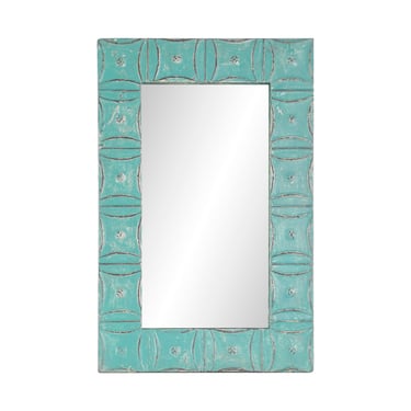 Handmade Teal Snowflake Antique Tin Ceiling Wall Mirror