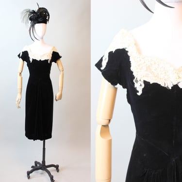1950s DOROTHY O'HARA velvet lace dress small | new fall 