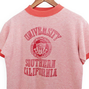 60s sweatshirt / USC sweatshirt / 1960s USC University Southern California striped ringer sweatshirt Medium 