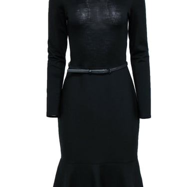 Max Mara - Black Long Sleeve Dress w/ Belt Sz 12