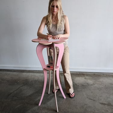 little bean standing updesk in all pink