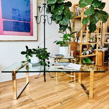 Brass + Glass "Box" Coffee Table by Charles Hollis Jones