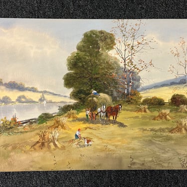 Original L. Frosini Watercolor Art Painting ~Wheat Field~ New Hope PA Signed 