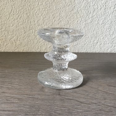 Vintage Iittala Festivo One Ring Candle Holder, Icy 1960s Finnish Finland Design - Designed by Timo Sarpaneva - Glass Candle Holders 