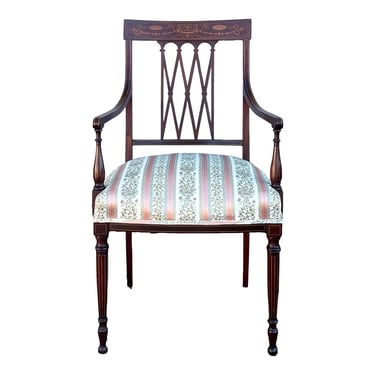 Vintage Inlaid Regency Style Adams Armchair 