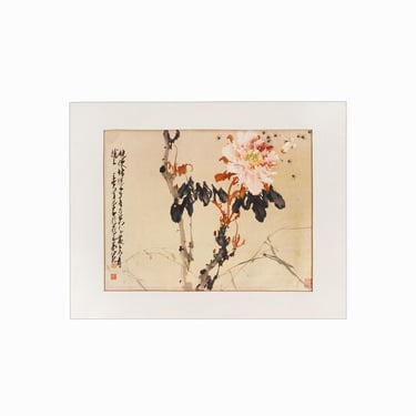 Vintage Chrysanthemum Print on Paper after Chinese Flower Painting Lithograph 