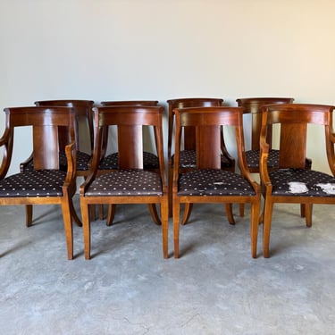 Vintage Hollywood Regency Neoclassical-Style “Palladian Collection” Cherrywood Dining Chairs by Baker Furniture – Set of 8 