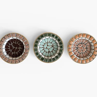 Mosaic Tile Coasters/Ashtrays/Trinket Dishes Set of 3 Mid-Century Modern 