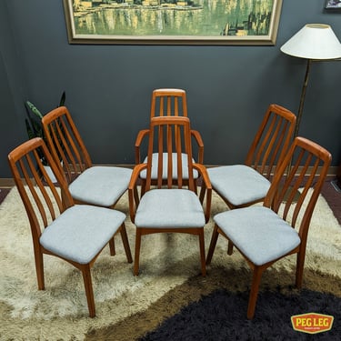 Set of 6 Danish Modern teak dining chairs by Benny Linden