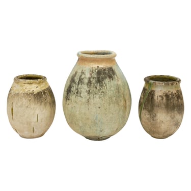 Set of Three Antique Biot Pots