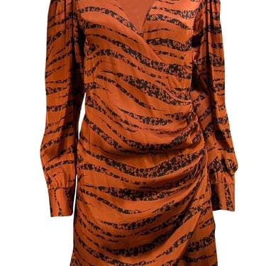 Anine Bing - Rust Orange & Black Print Silk Dress Sz XS