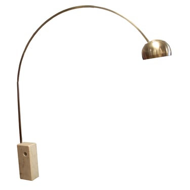 Mid Century Modern Harvey Guzzini Vintage Arc Lamp with Marble Base 