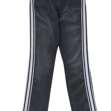 Etienne Marcel - Faded Black Straight Leg Jeans w/ White &amp; Sparkle Stripes Sz 25