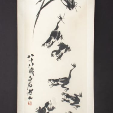After Qi Baishi Frogs Scroll Painting