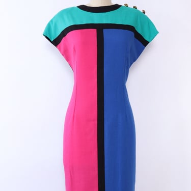 Jeweltone Colorblock Sheath Dress L