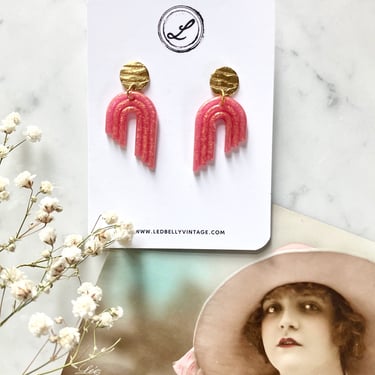 Art Deco Pink Pearl Earrings | Art Deco Earrings | Geometric Earrings | Vintage Style | Resin Earrings 