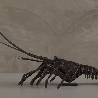 SPECTACULAR AND RARE JAPANESE BRONZE ARTICULATED LOBSTER, 19TH CENTURY (ON STAND)