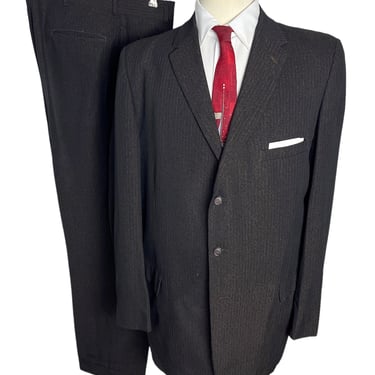 Vintage 1950s Custom Tailored ATOMIC ERA 2pc Wool Suit ~ 42 Extra Long ~ jacket / drop loop pants ~ Rockabilly ~ 