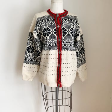 Vintage 1980s Nordic Wool Ski Cardigan / M 